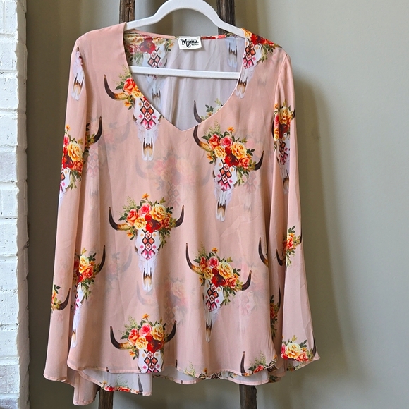 Show me your Mumu Peasant Sleeve Bohemian Chiffon Sheer Blouse Medium. - Picture 1 of 5